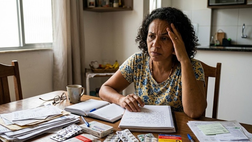 Mulher organizando a rotina de saúde